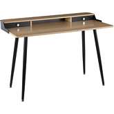 Harvey Desk in Black Steel, Wood, Black Wood & Nickel